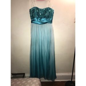Teal ombré prom dress